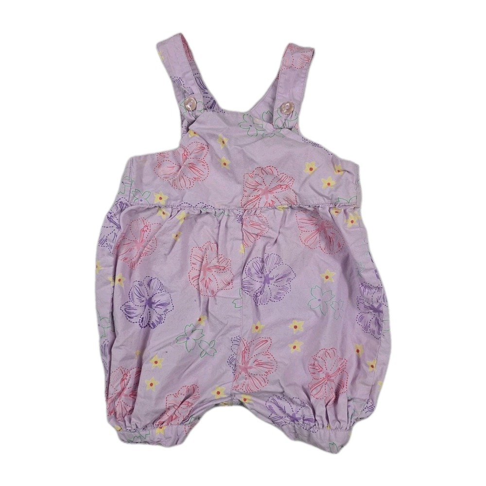 Cotton Kids Lavender Purple Floral Hibiscus Bubble Romper 12M Sleeveless Cotton